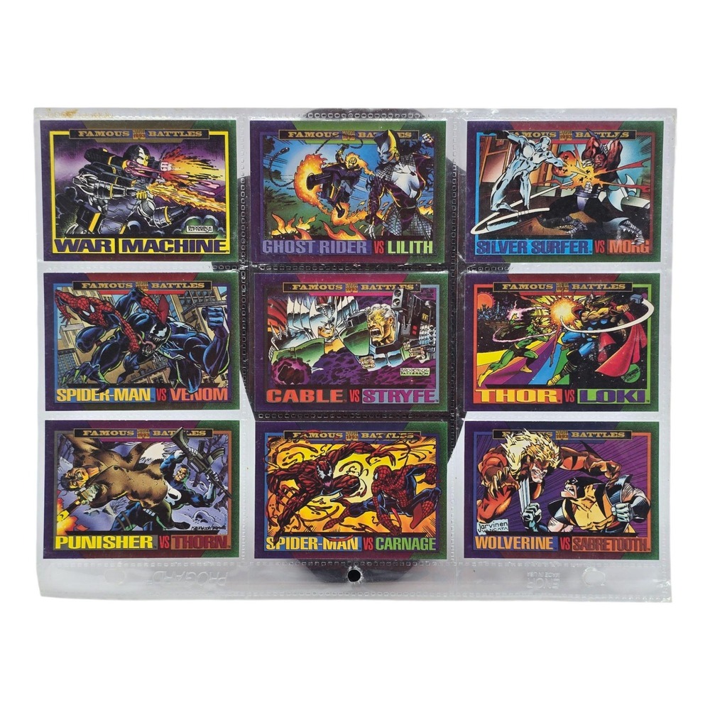 Marvel Famous Battles Trading Cards Set Of 9 In Protective Sleeve - Spider-Man